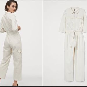 H&M cream utility jumpsuit
